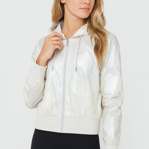 NWT Nike Windrunner Jacket Women S White Pearl Iridescent Retro 90s Y2K - Picture 1 of 6